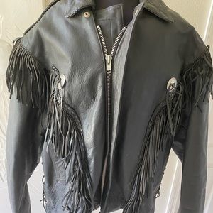 Men’s Black Leather Fringe Jacket